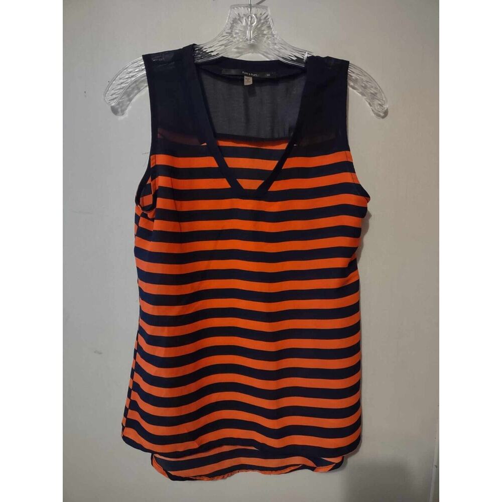 Fun 2 Fun | Navy & orange Striped Tank Size XS